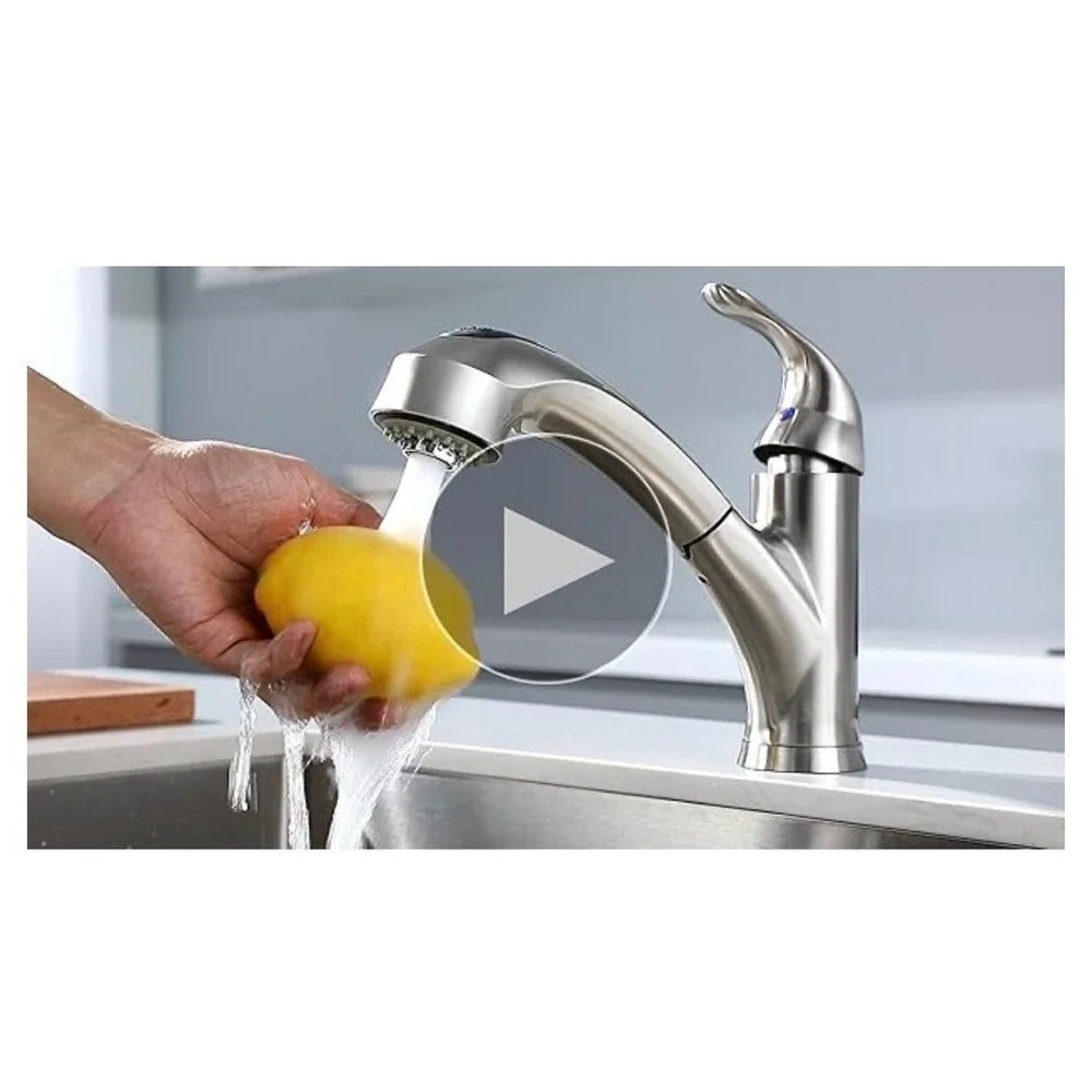 Kaiping Glamour Kitchen Faucet Single Handle Pull Out Sprayer Tap Brushed Nickel